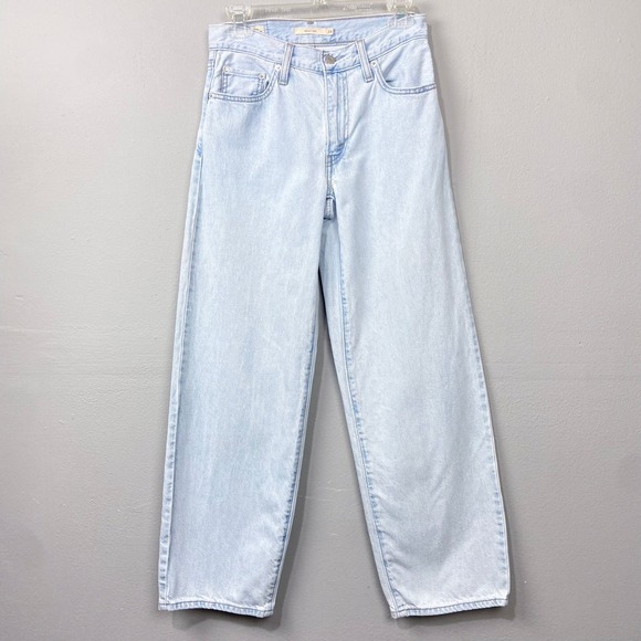 Levis Premium Baggy Dad Jeans Size 24 Light Indigo Stonewash Blue Non Stretch - Picture 1 of 11